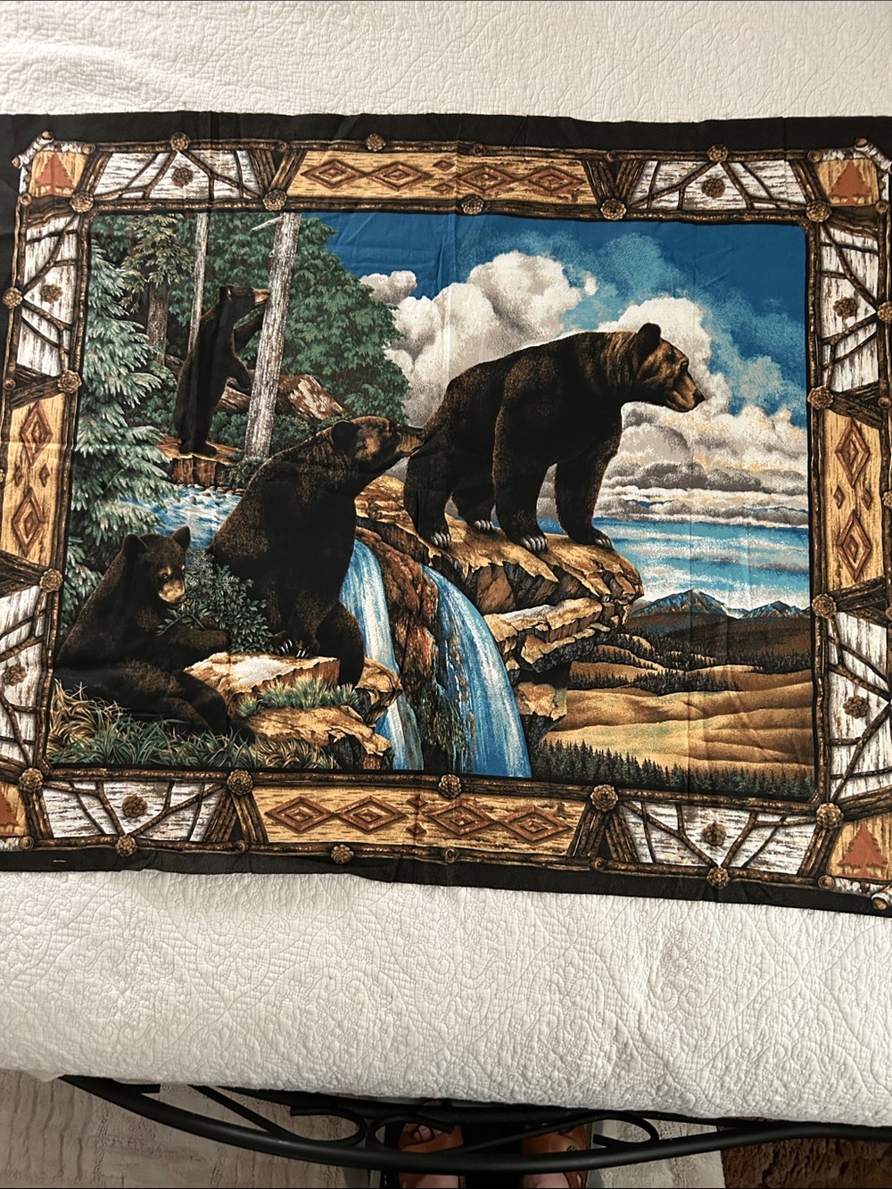 Black Bear Mountain Fabric panel for quilting all cotton